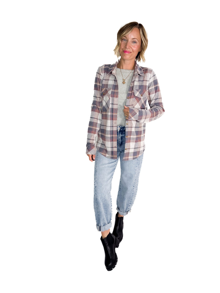THREAD & SUPPLY Cassian Shacket- VINTAGE INDIGO PLAID
