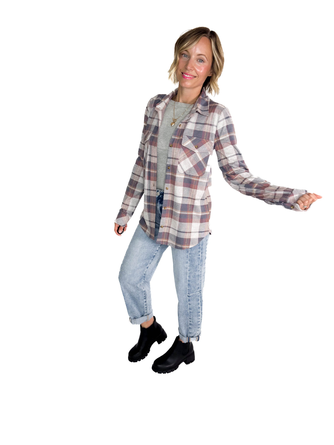 THREAD & SUPPLY Cassian Shacket- VINTAGE INDIGO PLAID