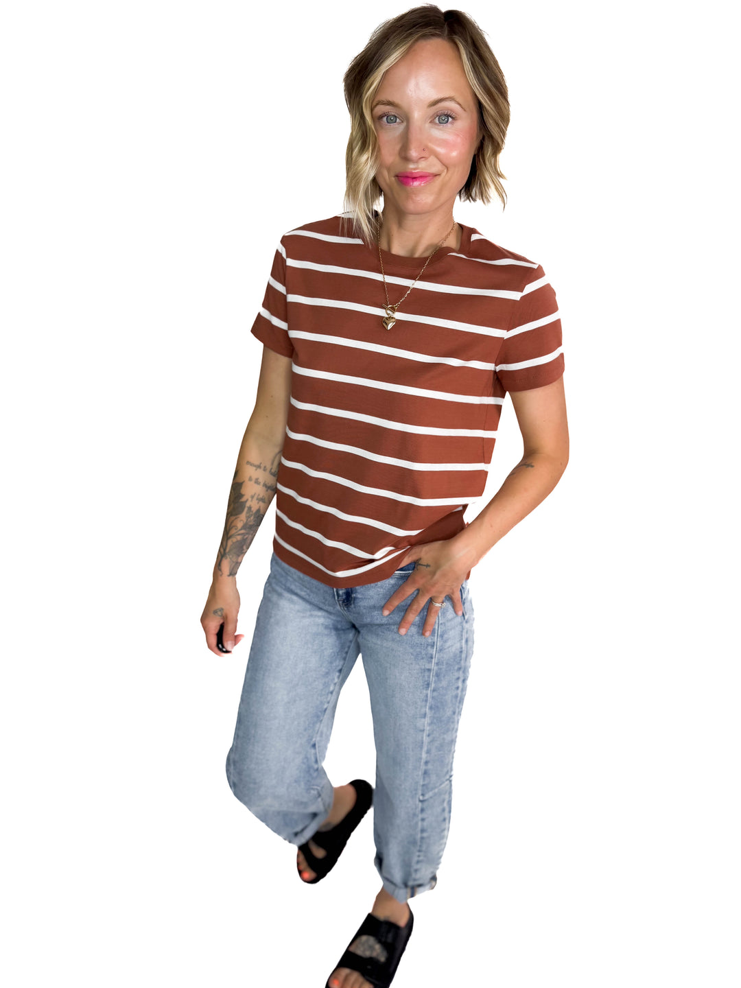 THREAD & SUPPLY Asher Tee- BROWN WHITE