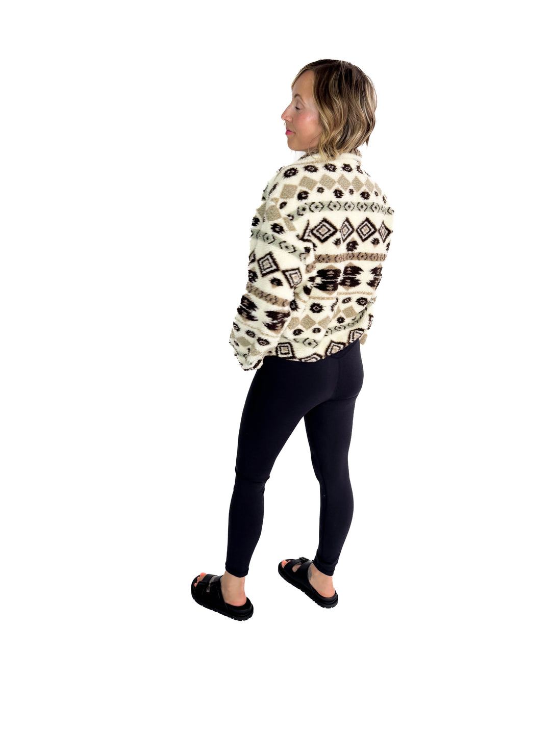 ONLY Janne Geometric Teddy 1/2 Zip- ALMOND
