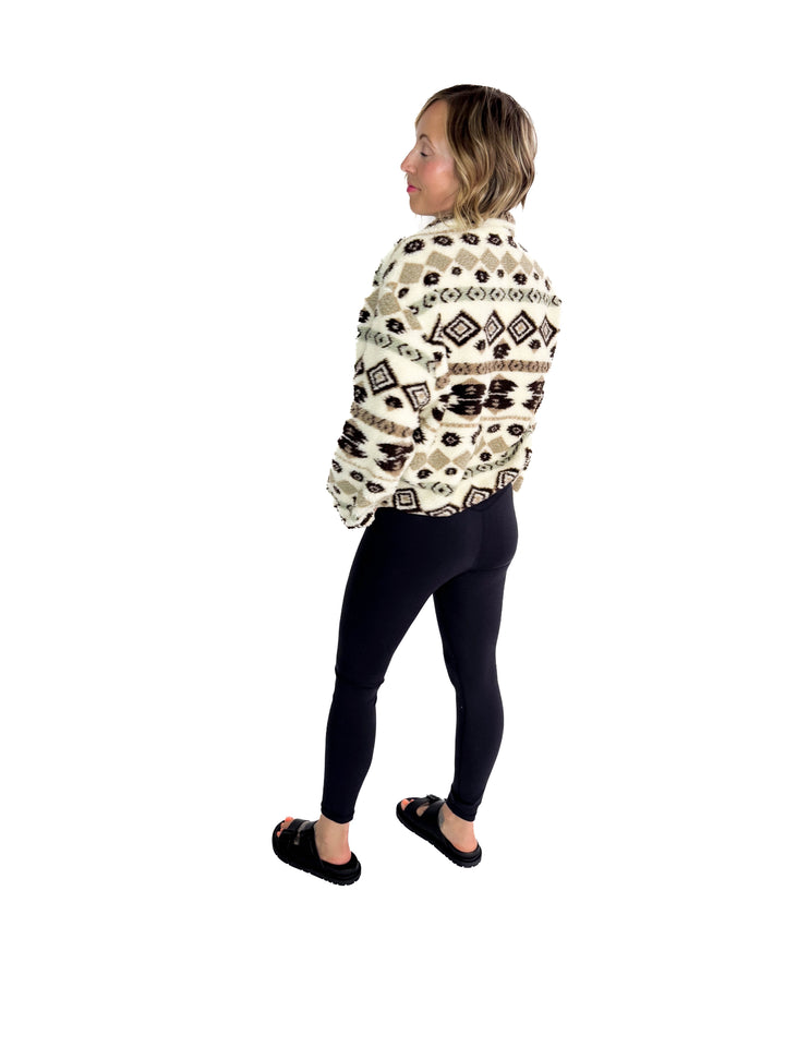 ONLY Janne Geometric Teddy 1/2 Zip- ALMOND