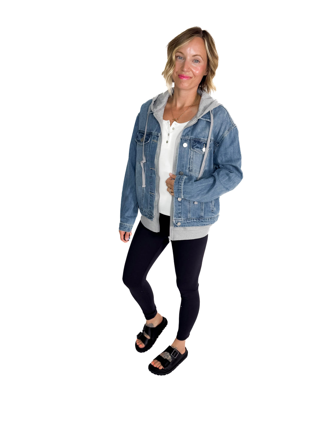 Marcus Relaxed Hoodie Jacket- DARK WASH-MEDIUM WASH