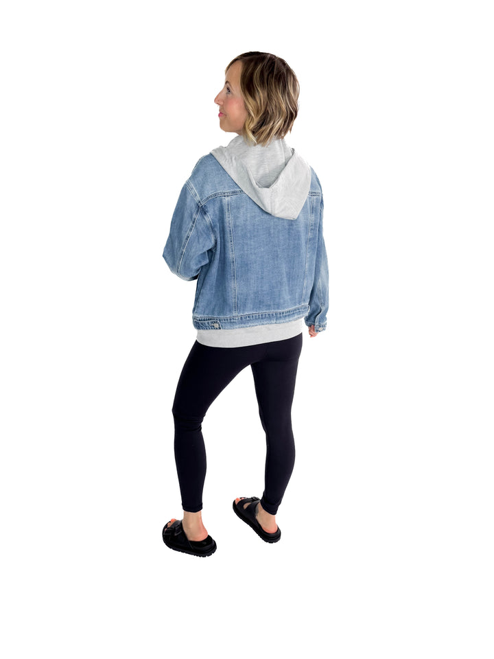Marcus Relaxed Hoodie Jacket- DARK WASH-MEDIUM WASH