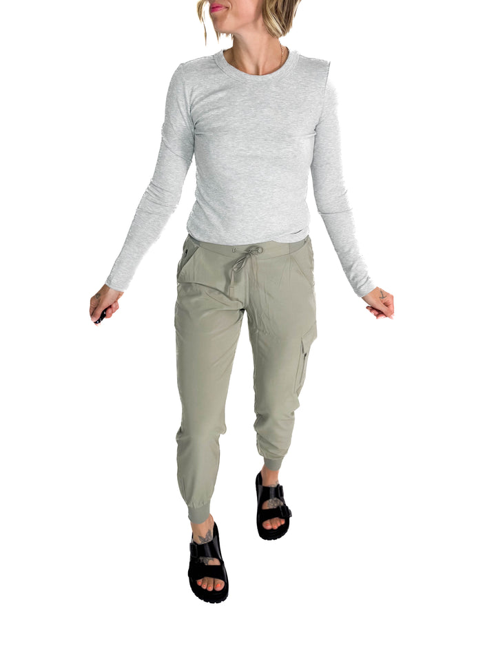 MONO B Heidi High Waisted Active Jogger- SHADOW SAGE-FINAL SALE