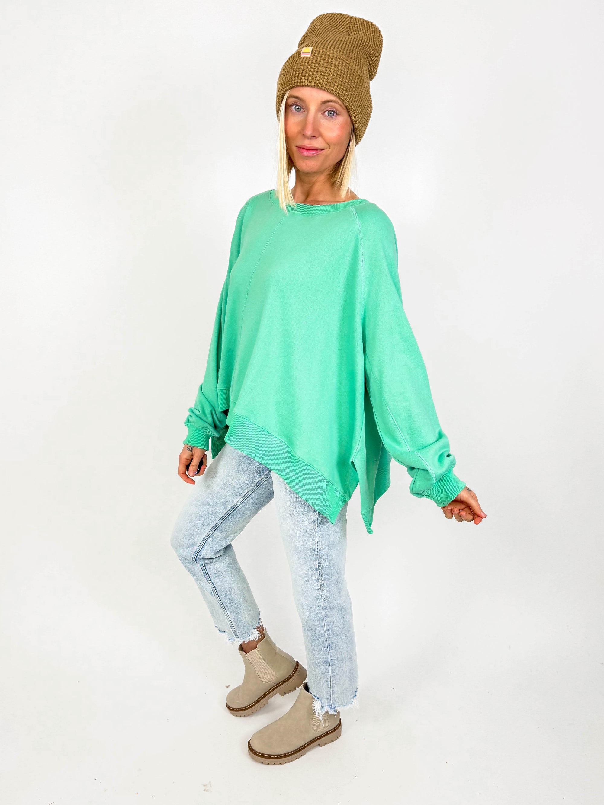 Darcy French Terry Pullover- SEAFOAM-FINAL SALE