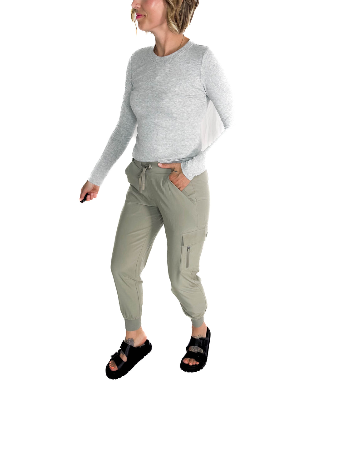 MONO B Heidi High Waisted Active Jogger- SHADOW SAGE-FINAL SALE