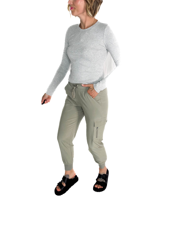MONO B Heidi High Waisted Active Jogger- SHADOW SAGE-FINAL SALE