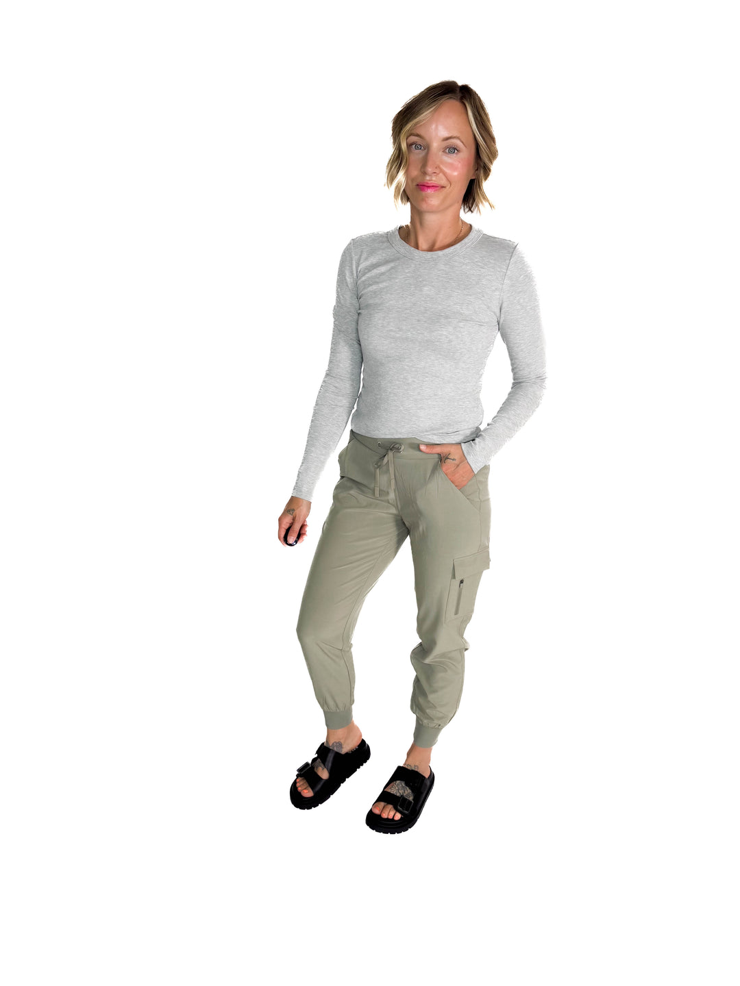 MONO B Heidi High Waisted Active Jogger- SHADOW SAGE-FINAL SALE