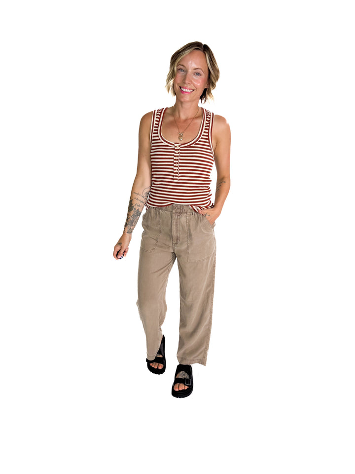 Juno Tank- BRICK STRIPE-FINAL SALE