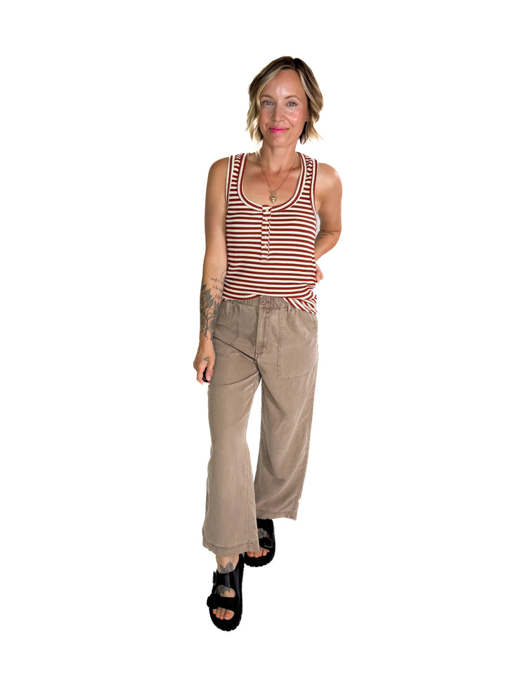 Juno Tank- BRICK STRIPE-FINAL SALE
