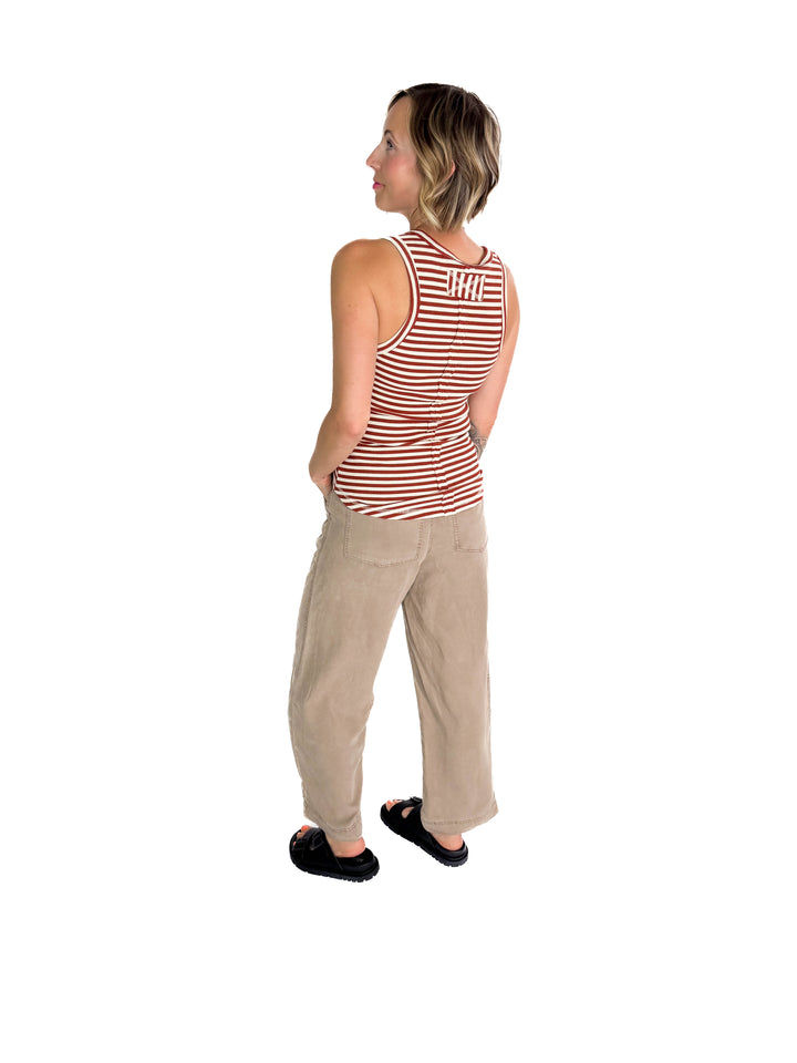 Juno Tank- BRICK STRIPE-FINAL SALE