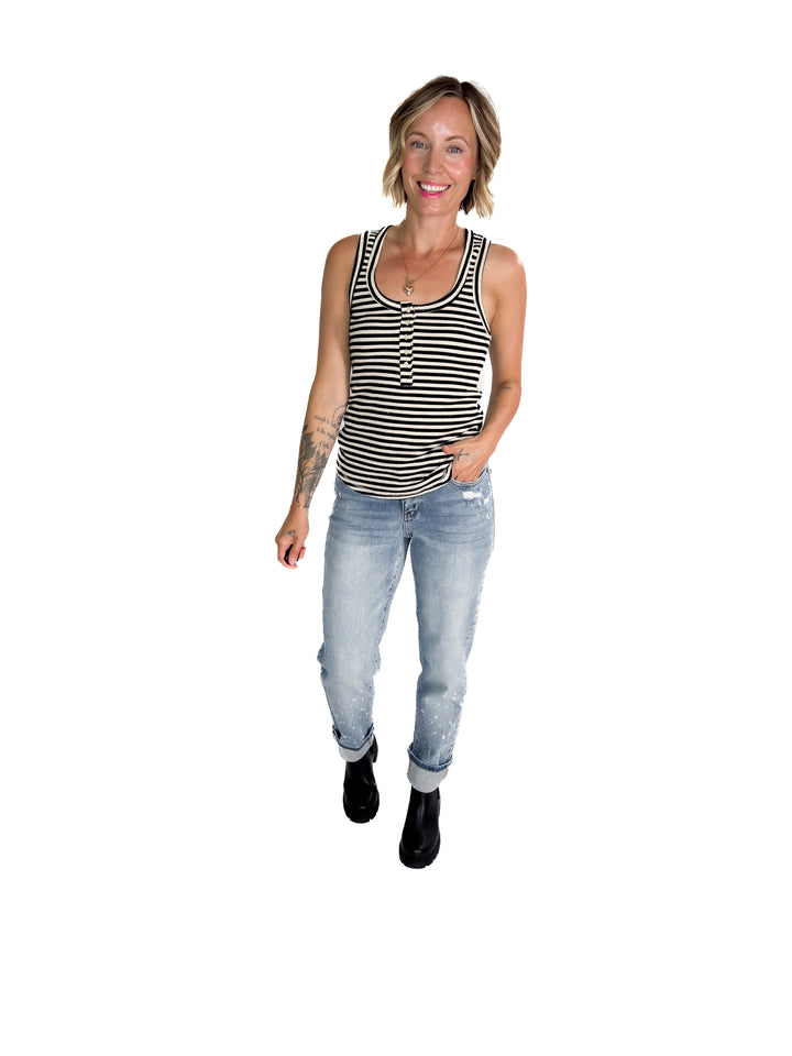 Juno Tank- BLACK STRIPE-FINAL SALE