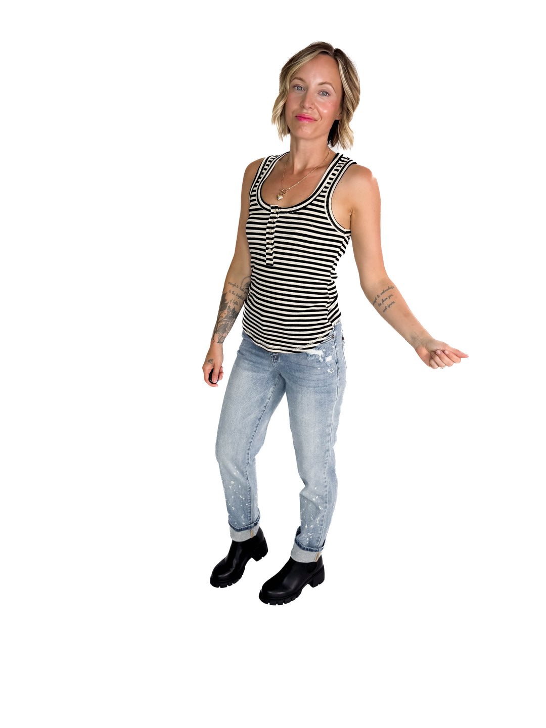 Juno Tank- BLACK STRIPE-FINAL SALE