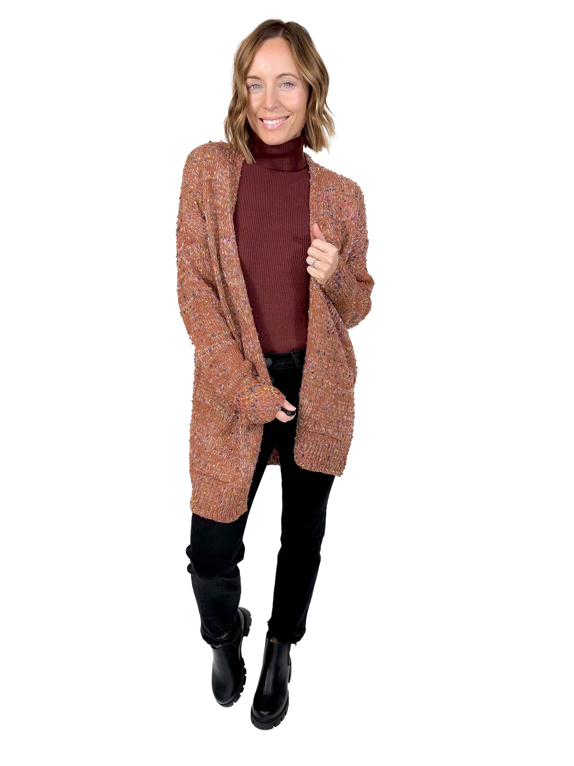 Miley Confetti Cardigan- CINNAMON