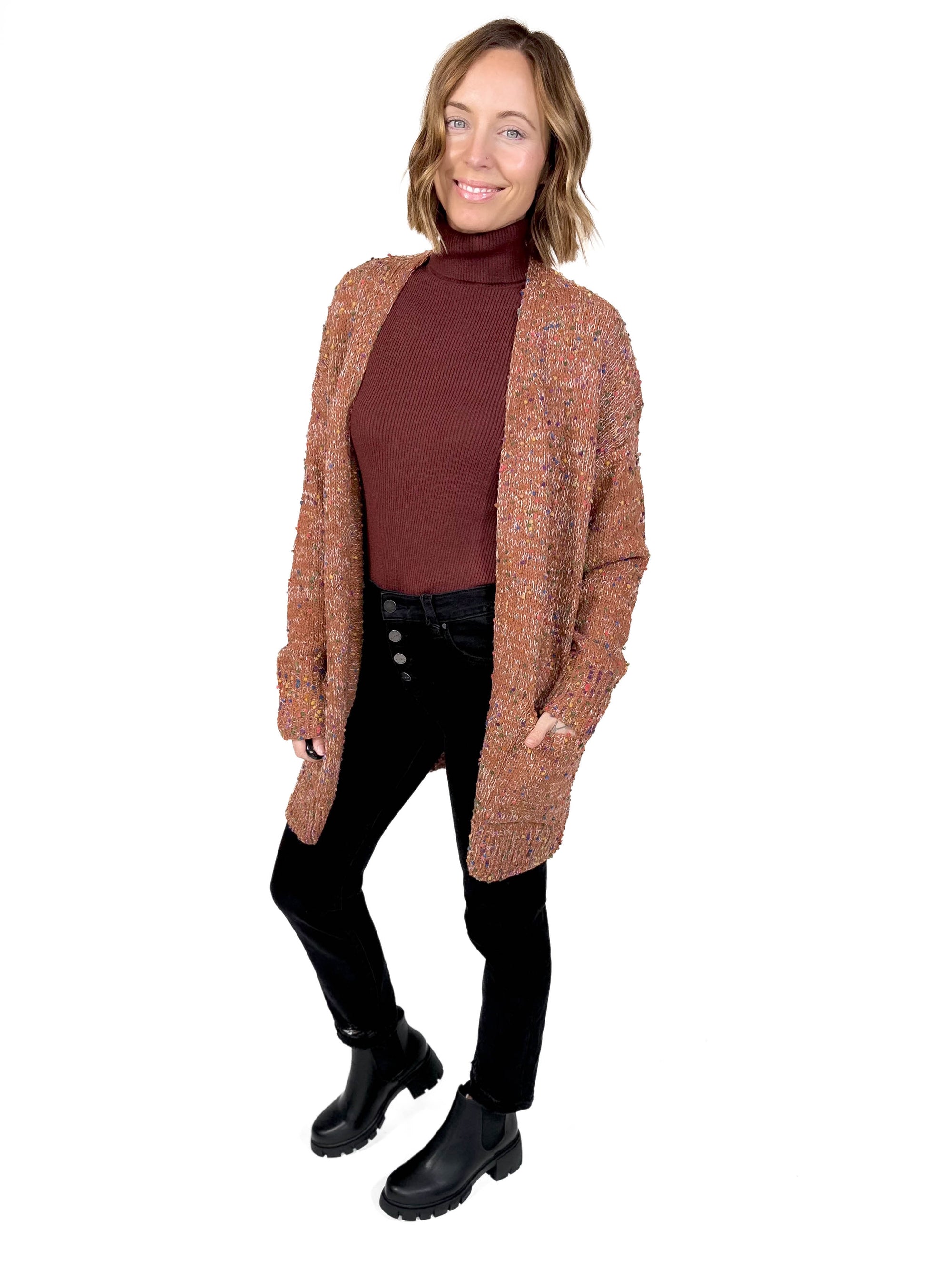 Miley Confetti Cardigan- CINNAMON