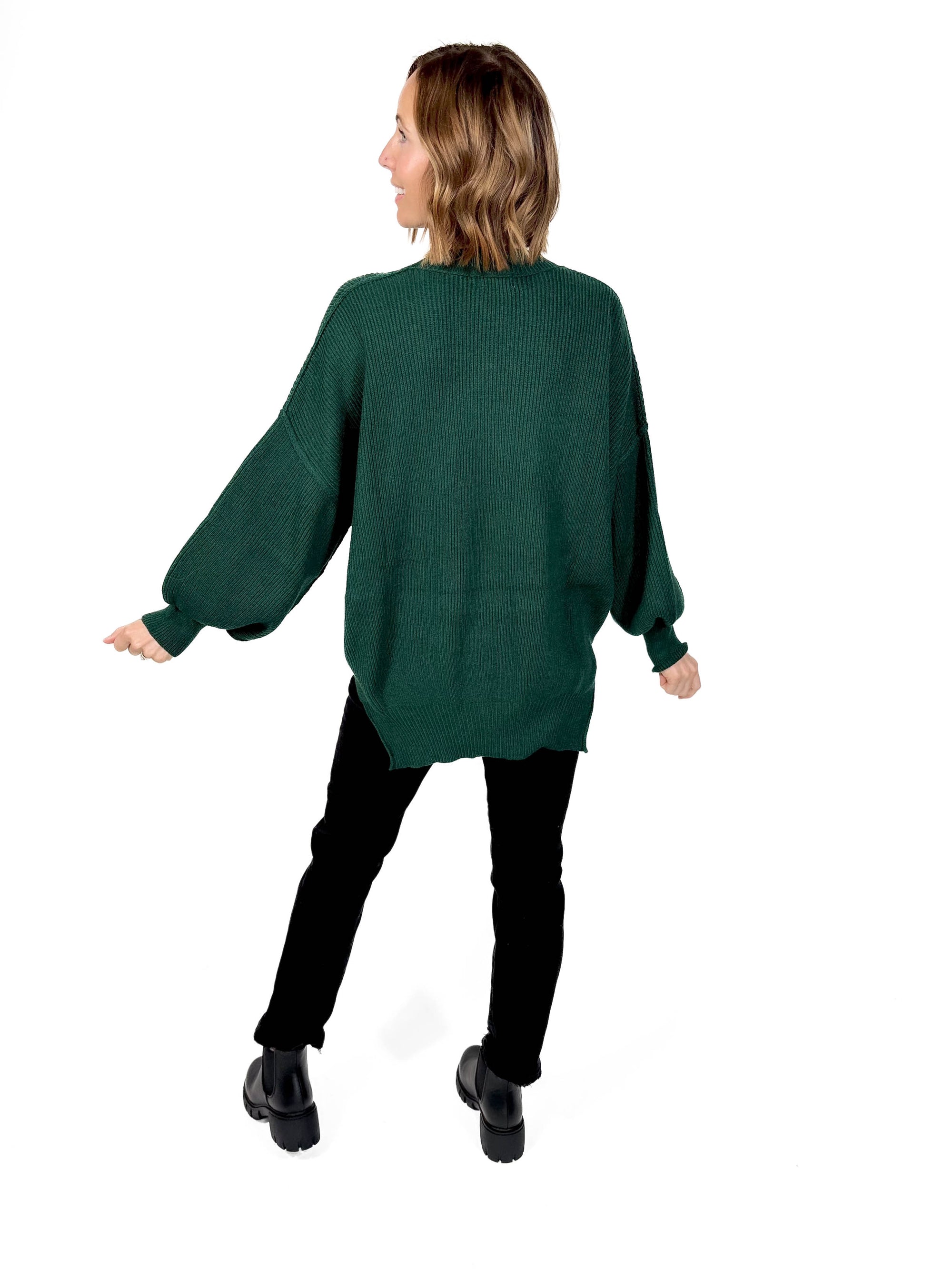 Oakes Mock Neck Sweater- HUNTER GREEN-FINAL SALE *M/L*