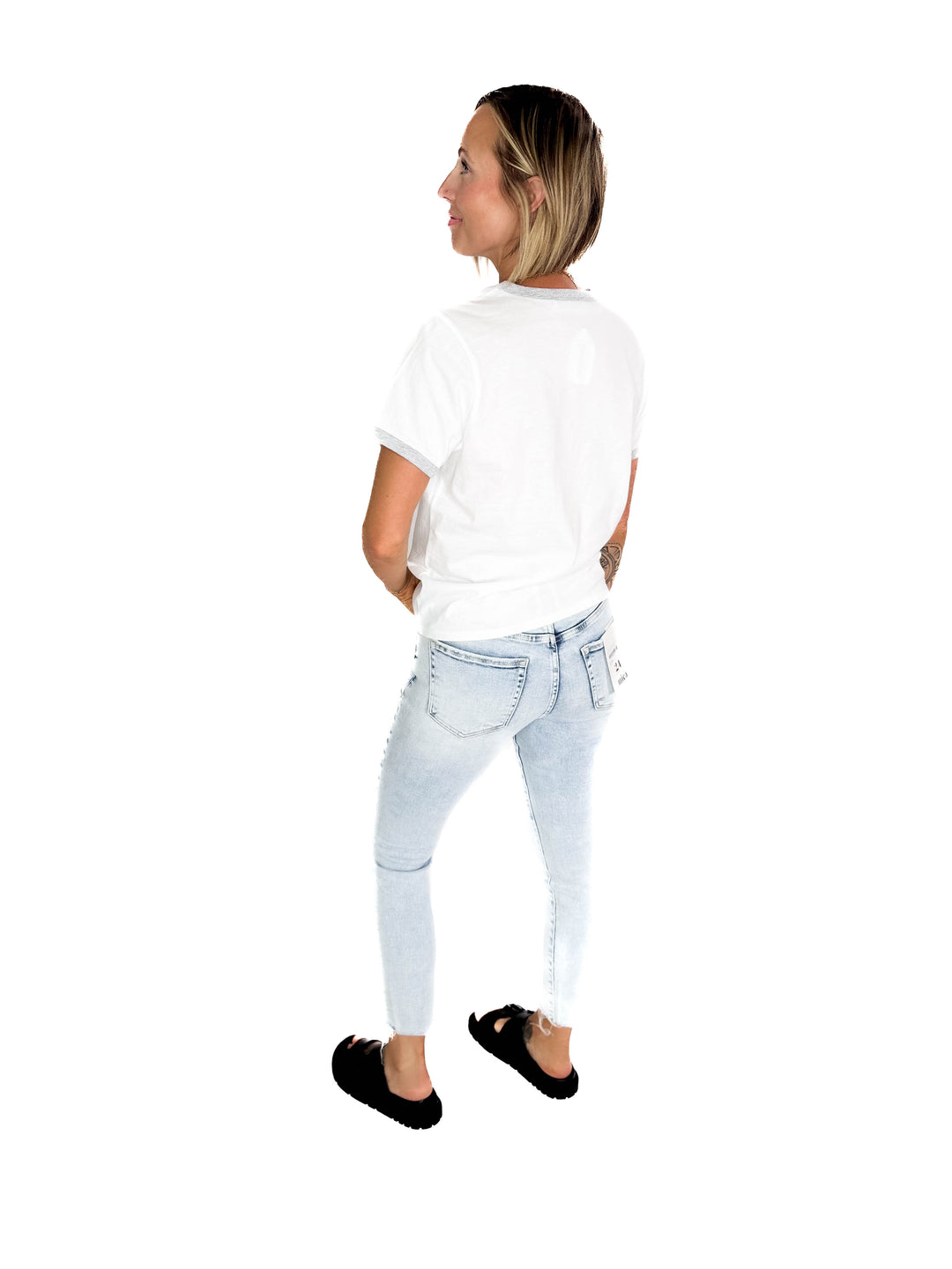 Monica Contrast Binding Short Sleeve T-Shirt- HEATHER GREY