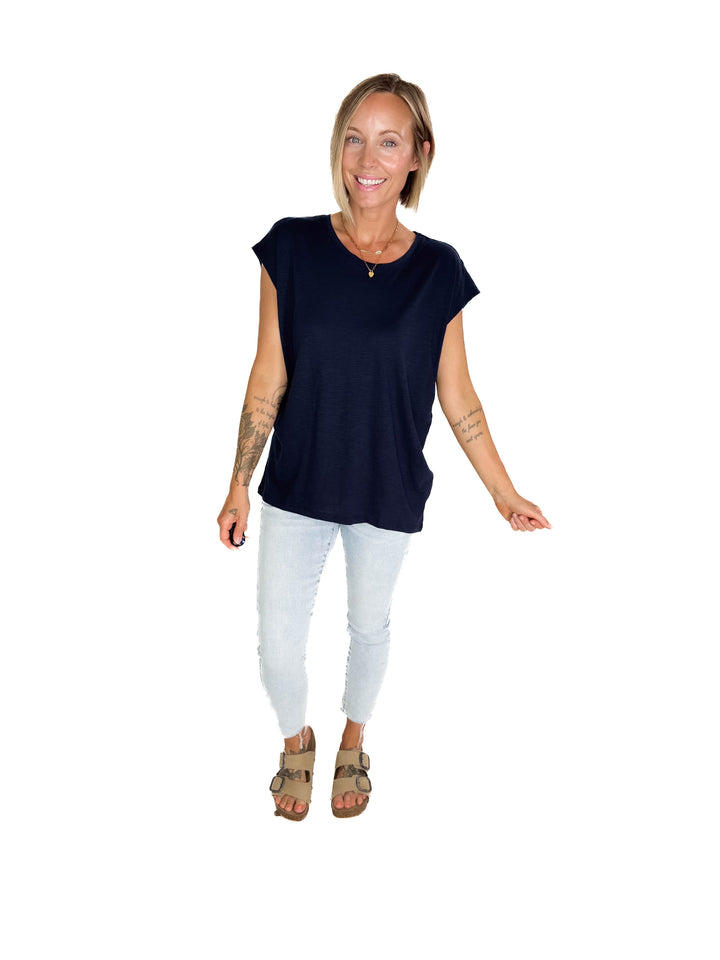 Noisy May Mathilde Loose Long Top- NAVY BLAZER