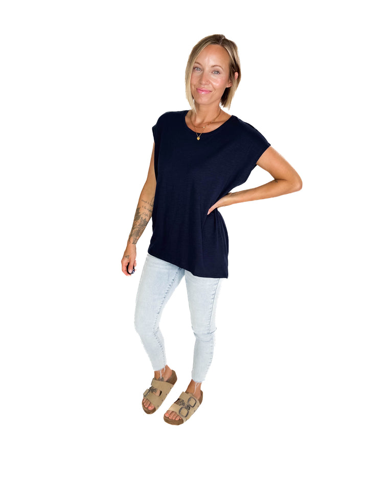 Noisy May Mathilde Loose Long Top- NAVY BLAZER
