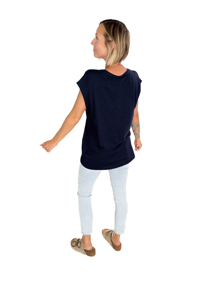 Noisy May Mathilde Loose Long Top- NAVY BLAZER
