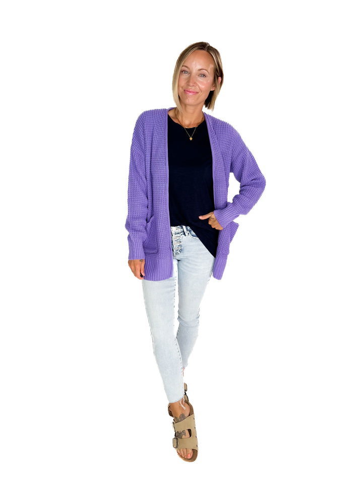 Marley Waffle Cardigan- LAVENDER