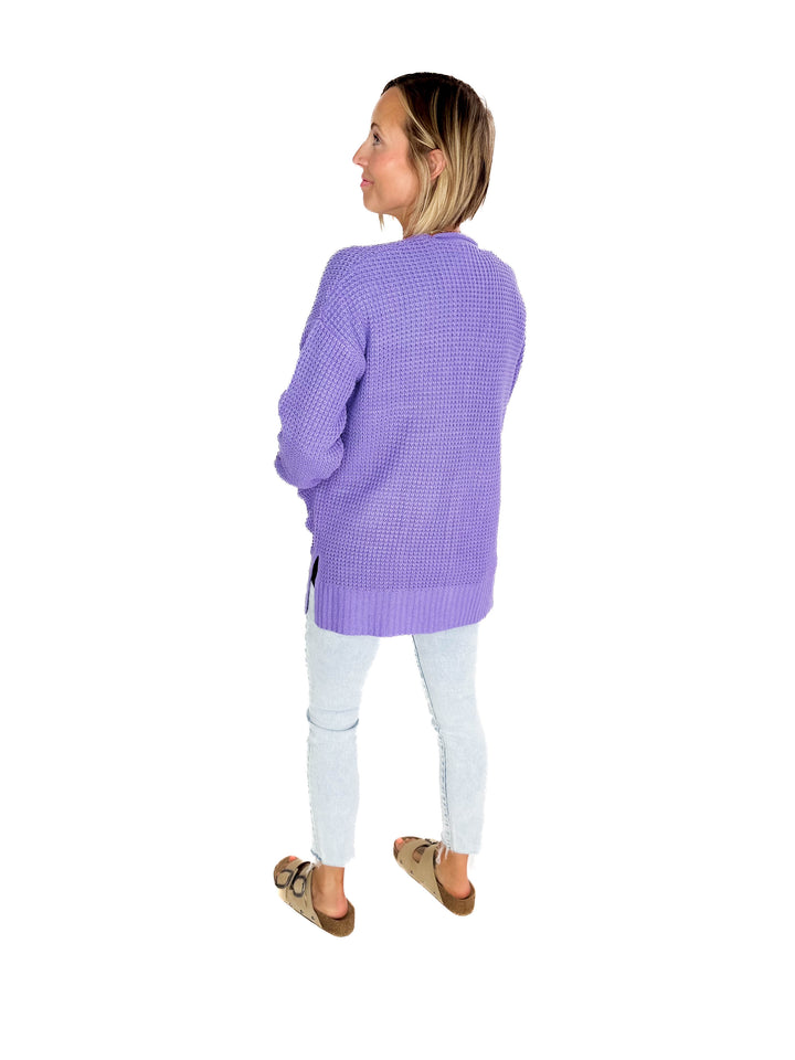 Marley Waffle Cardigan- LAVENDER