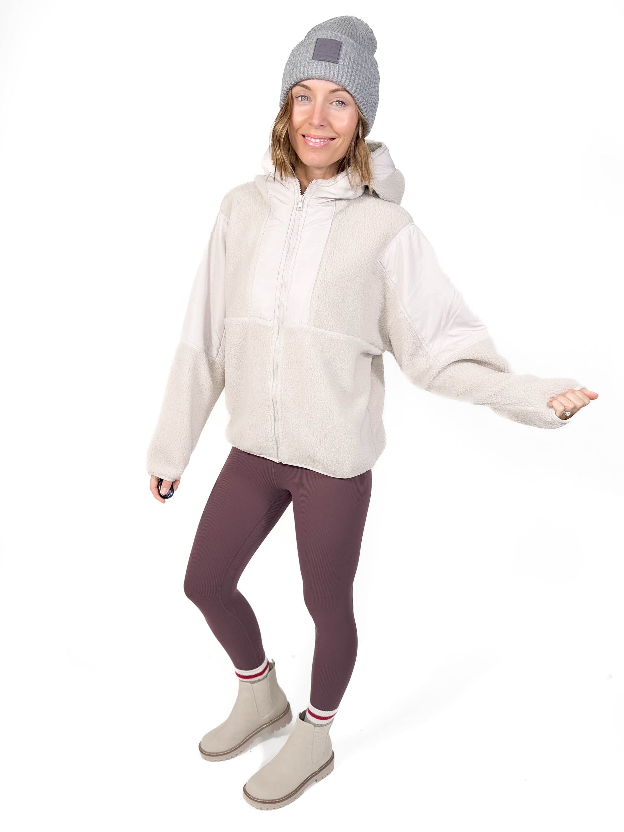 Blakely Full Zip Sherpa Fleece- OATMEAL-FINAL SALE *S*