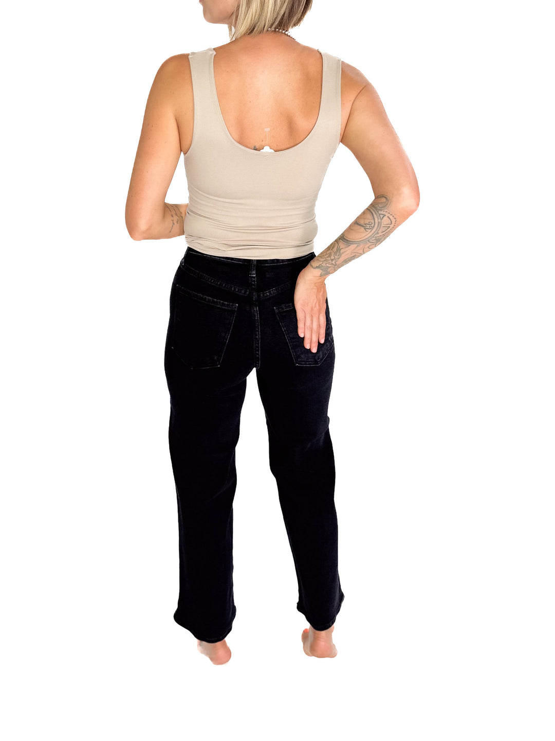 JUST BLACK DENIM Kassandra High Rise Cargo Pocket Wide Leg Jeans- BLACK