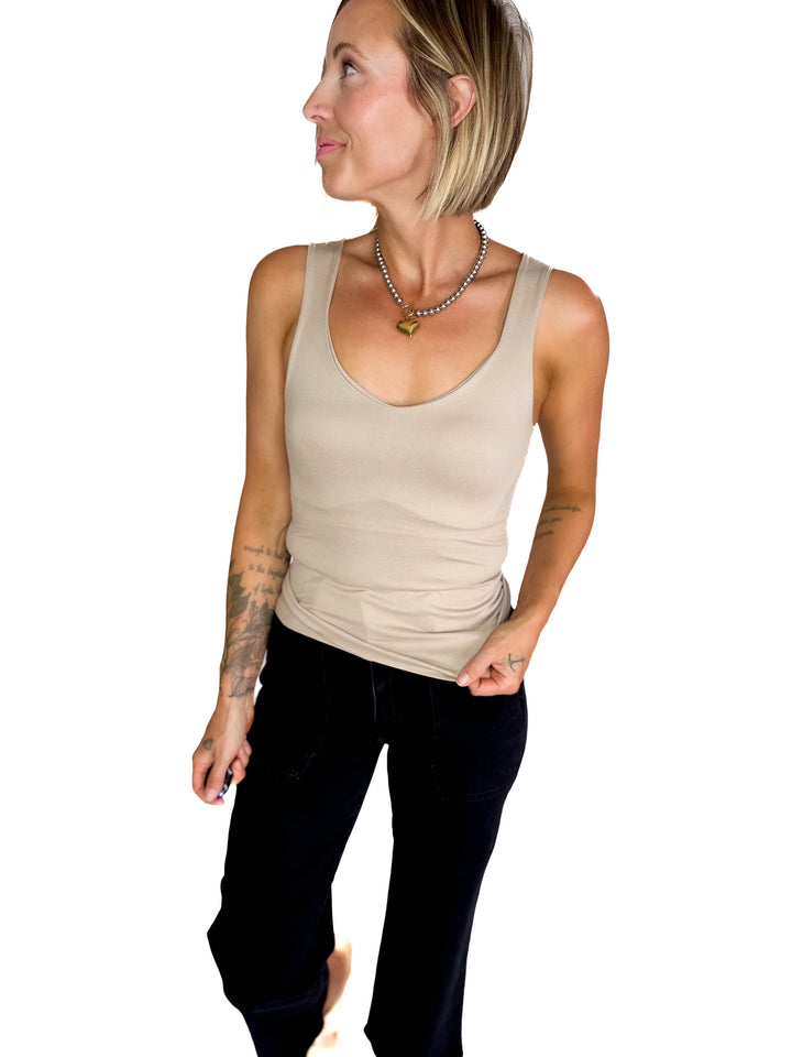 Justina Seamless Tank Top- ASH MOCHA