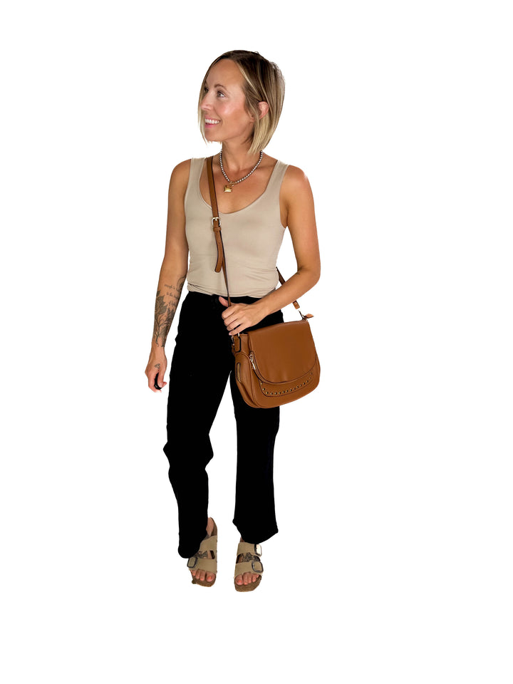 Monet Crossbody Messenger Bag- BROWN
