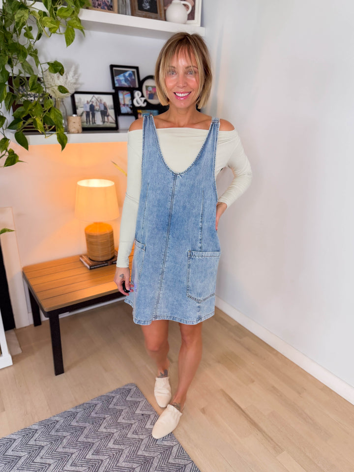 Paisley Denim Dress- LIGHT DENIM