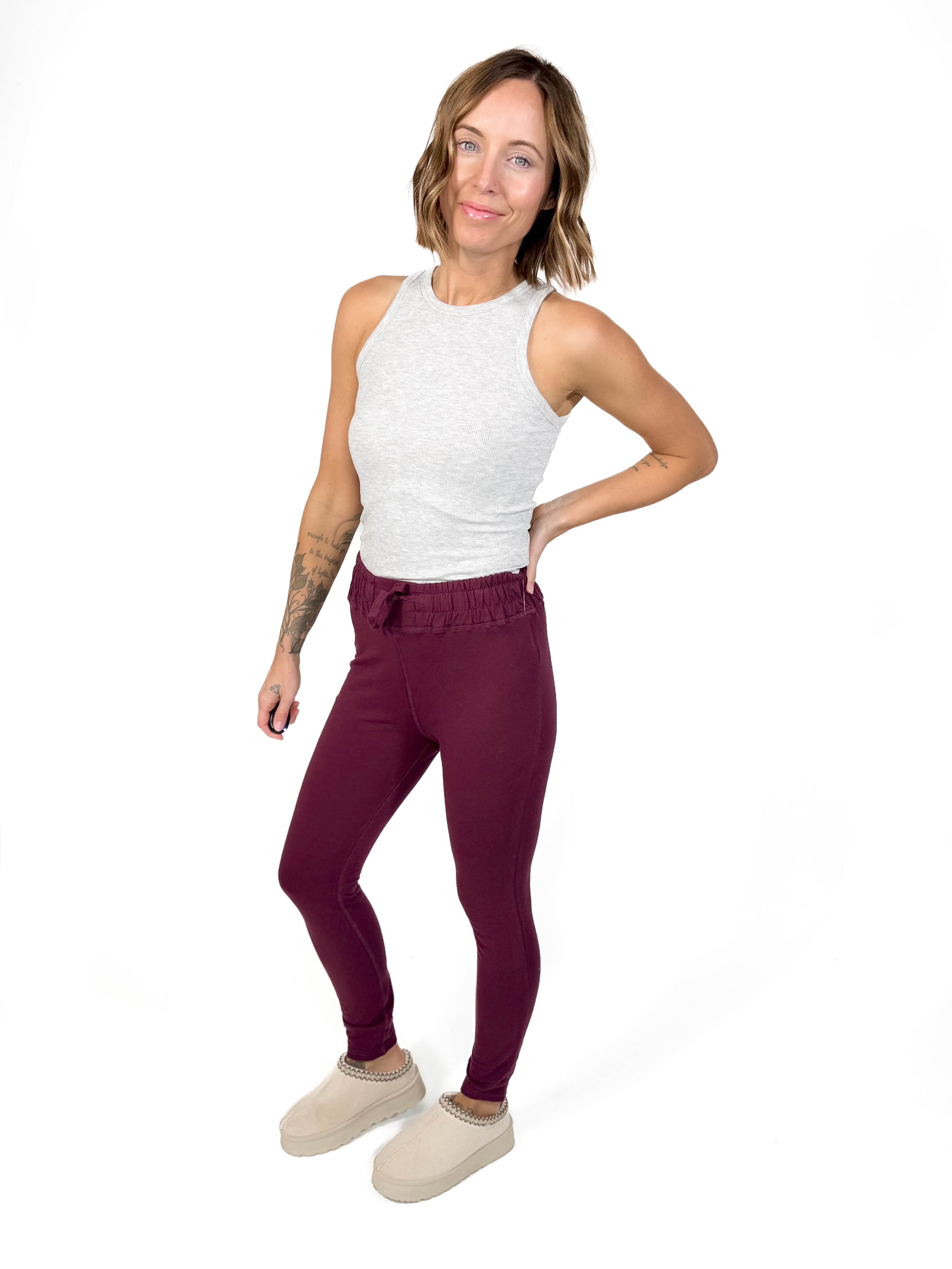 MONO B Tiggy Cuffed Legging- PLUM-FINAL SALE *S*