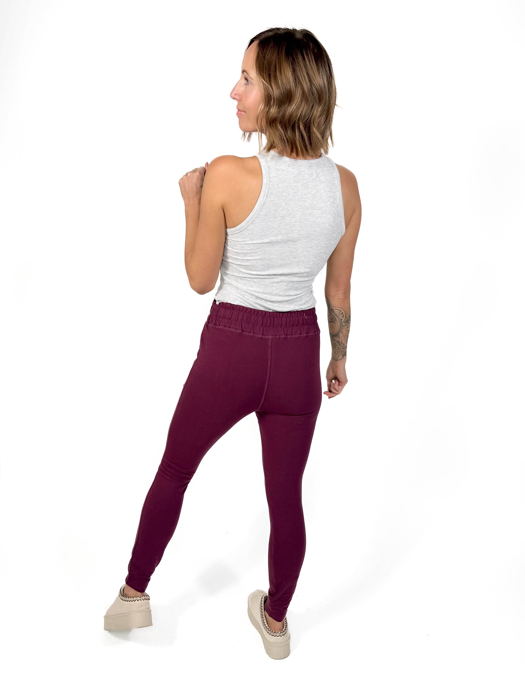 MONO B Tiggy Cuffed Legging- PLUM-FINAL SALE *S*