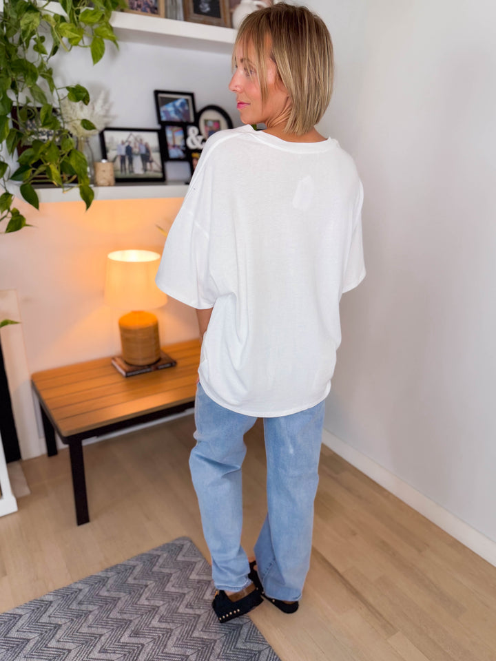 Lila Oversized Cotton Tunic Tee- WHITE