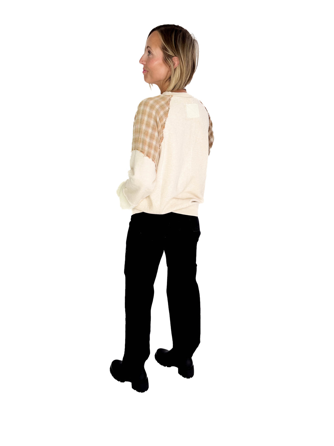 Faris Patchwork Sweatshirt- BIEGE