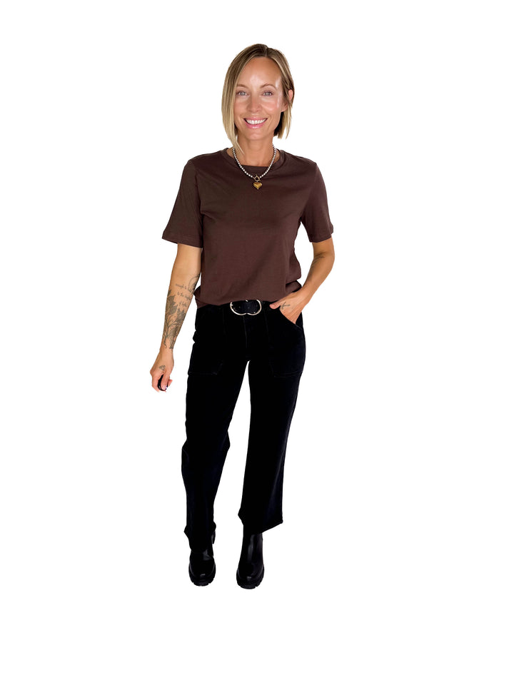 ONLY Loni Short Sleeve Tee- SEAL BROWN