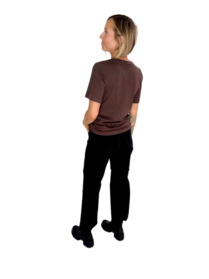 ONLY Loni Short Sleeve Tee- SEAL BROWN