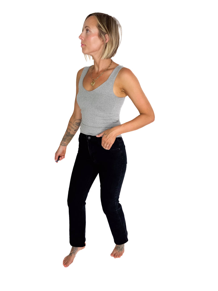 JUST BLACK DENIM Arina Slim Cropped Bootcut Jeans- BLACK