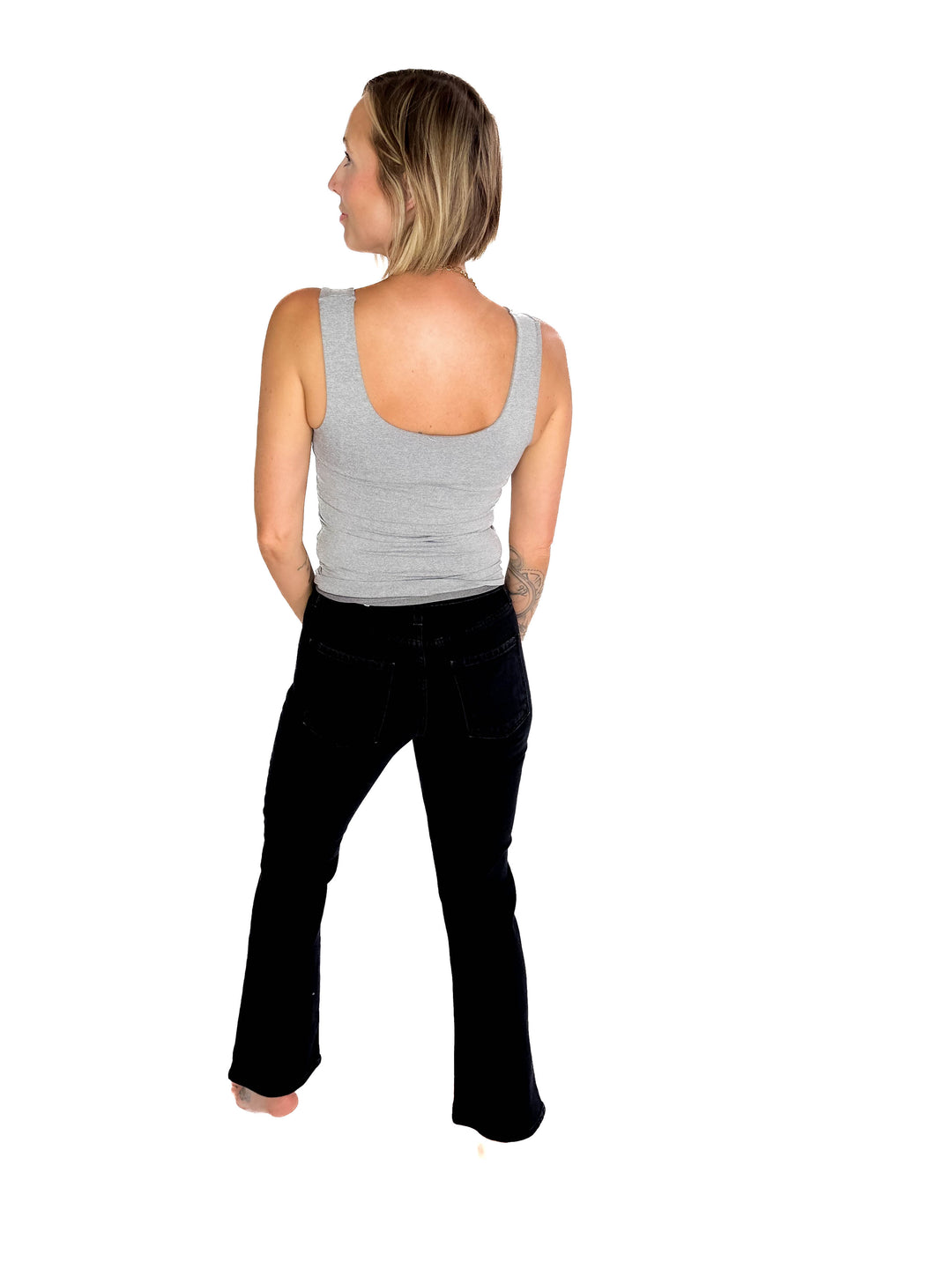 JUST BLACK DENIM Arina Slim Cropped Bootcut Jeans- BLACK