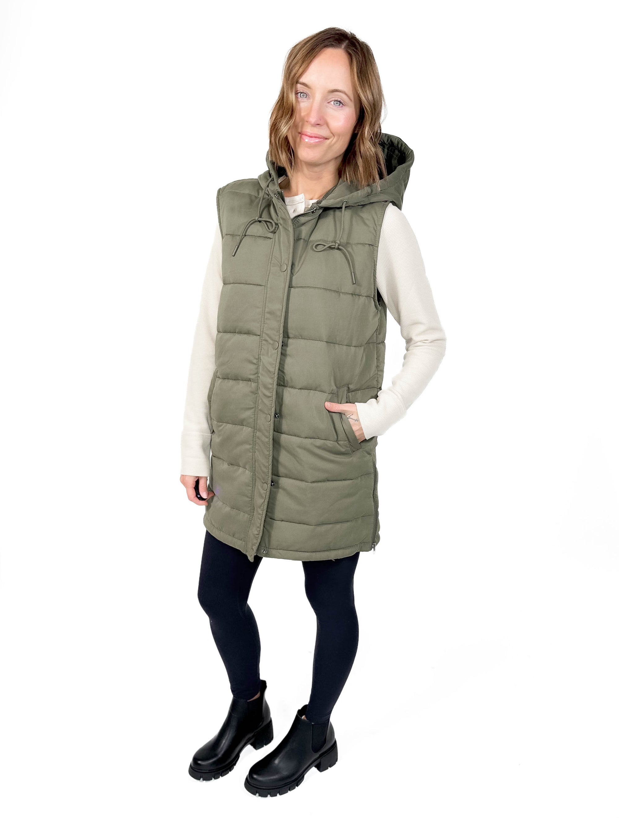 THREAD & SUPPLY Pinecrest Puffer Vest- OLIVE-FINAL SALE