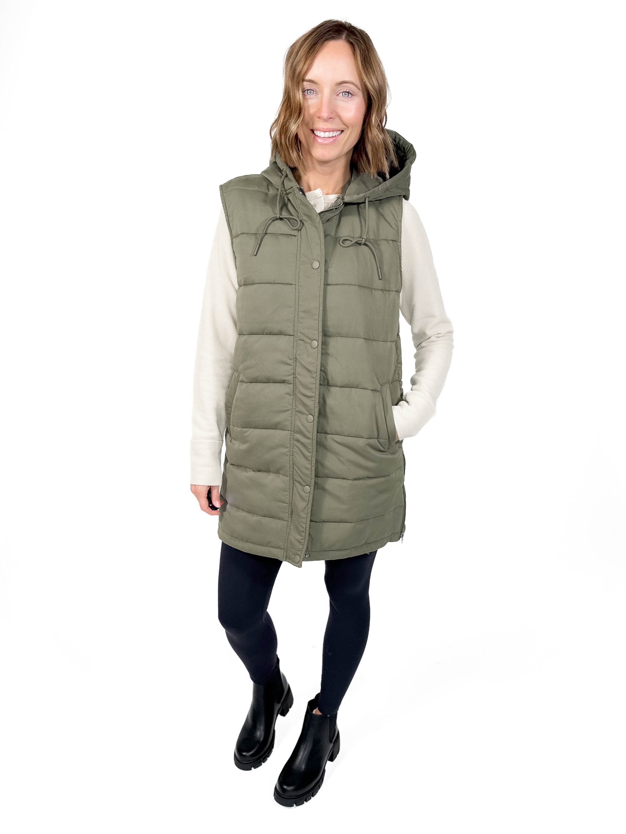 THREAD & SUPPLY Pinecrest Puffer Vest- OLIVE