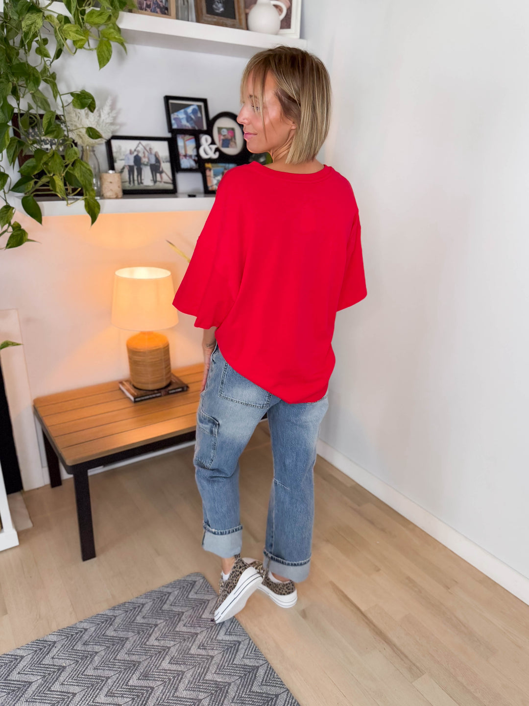 Lila Oversized Cotton Tunic Tee- RUBY