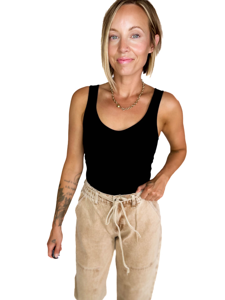 Justina Seamless Tank Top- BLACK