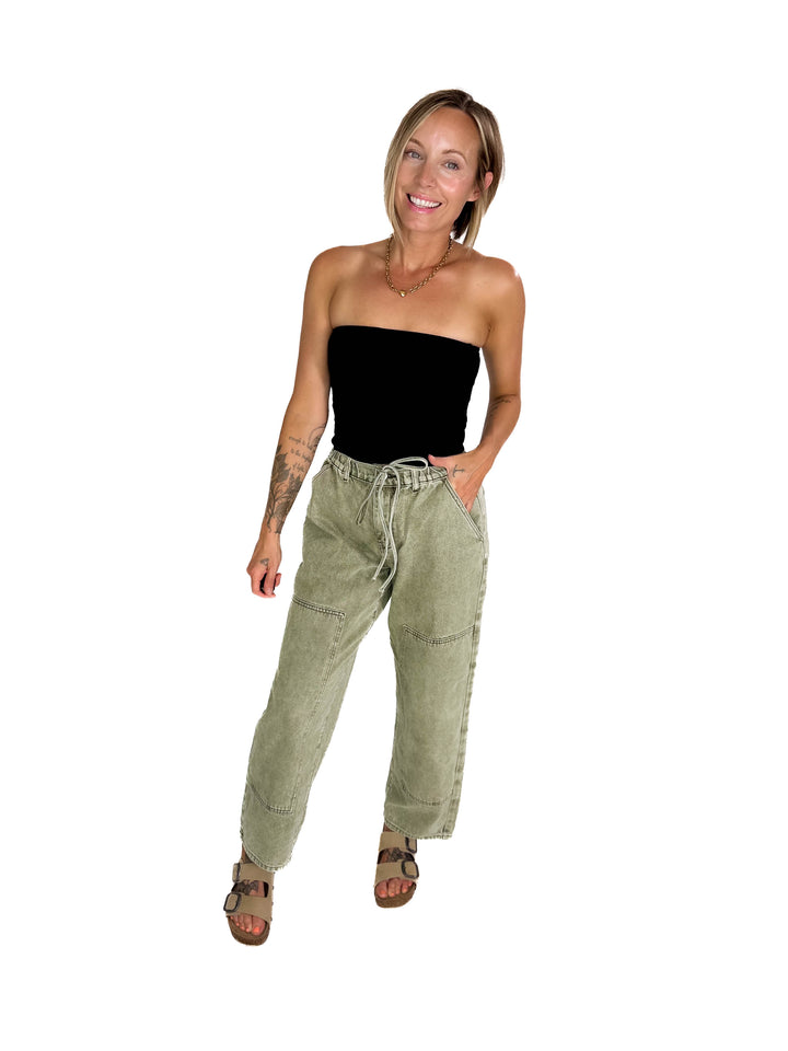 Andrea Double Layered Cropped Tube Top- BLACK