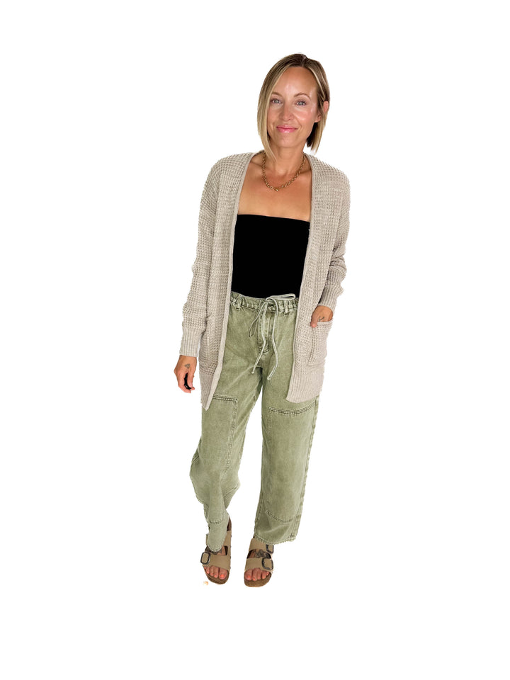 Marley Waffle Cardigan- HEATHER MOCHA