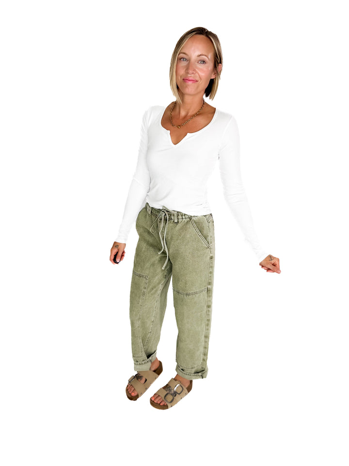 Jennifer Classic Ribbed Basic Long Sleeve- OFF WHITE