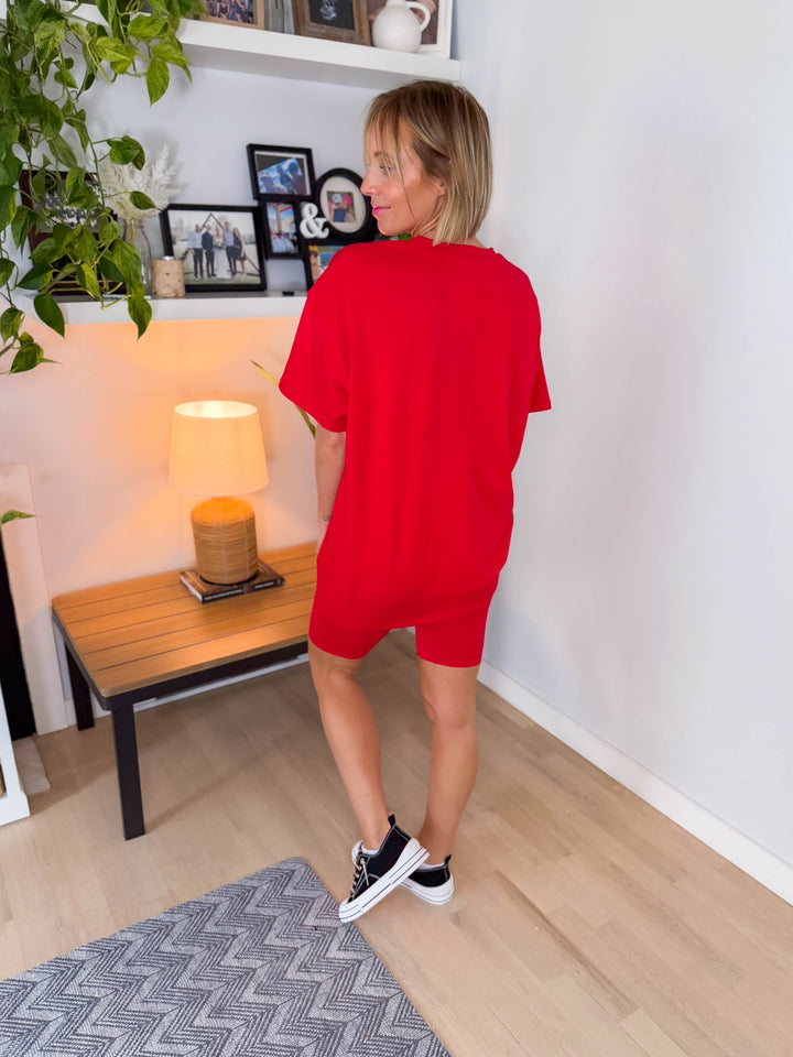 Champlain Cotton Short Set- RUBY