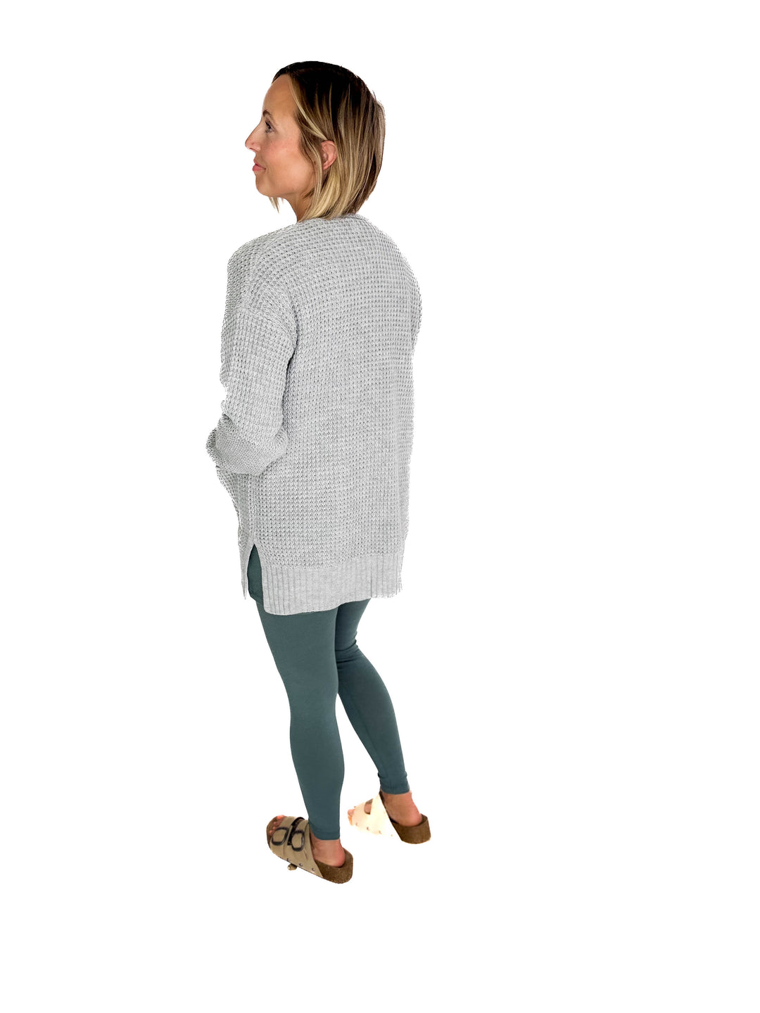 Marley Waffle Cardigan- HEATHER GREY