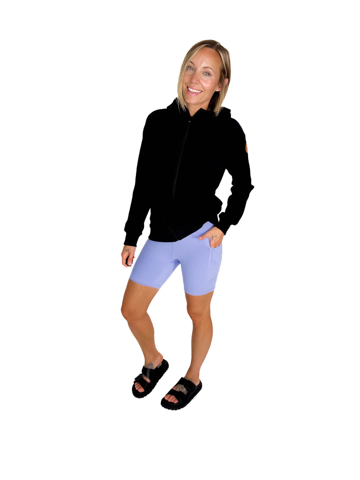 Rein Butter Biker Shorts with Side Pockets- PERIWINKLE BLUE
