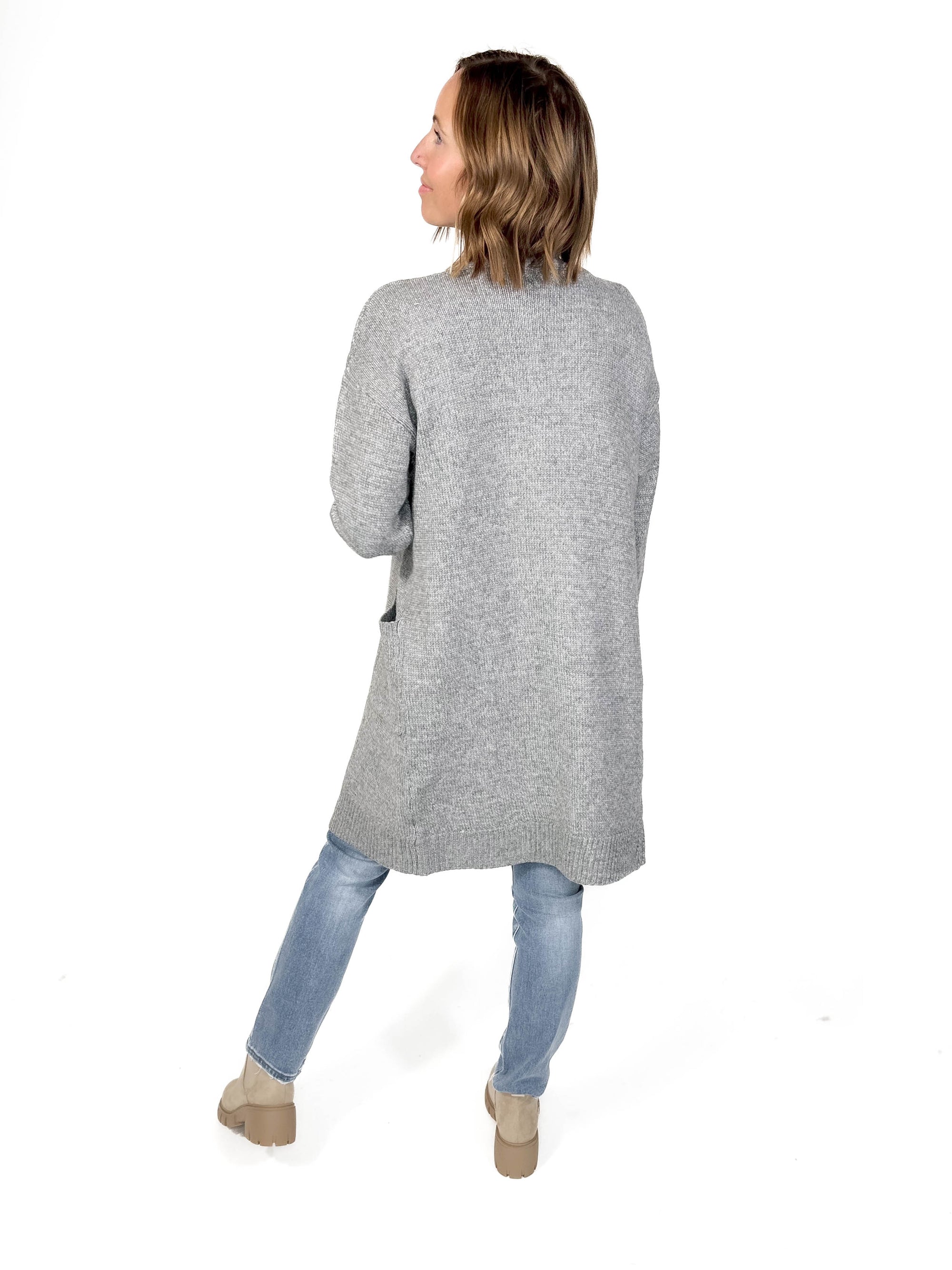 Delaney Long Cardigan- HTHR GREY